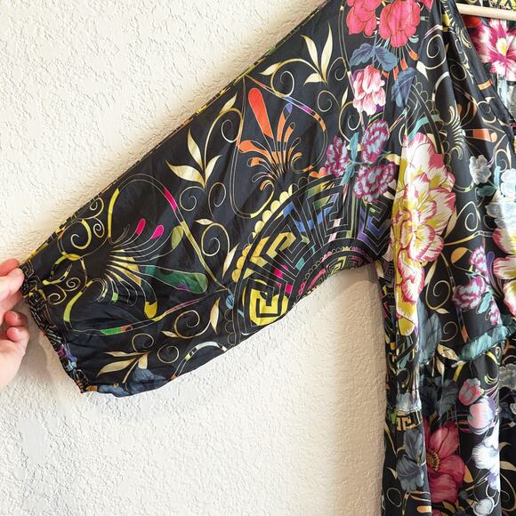 Johnny Was Peace Esmerelda 100% Silk Maxi Dress Large Floral Boho Hippie Peasant - Picture 4 of 10